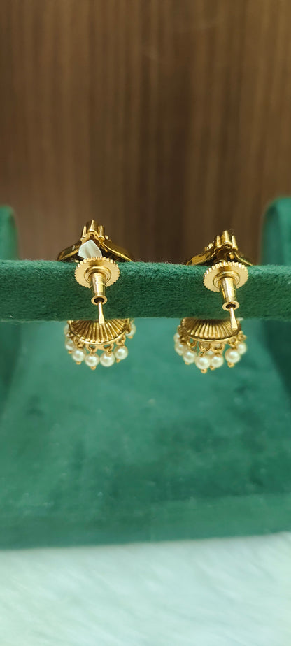 Premium gold look cute Lakshmi Devi jumkas