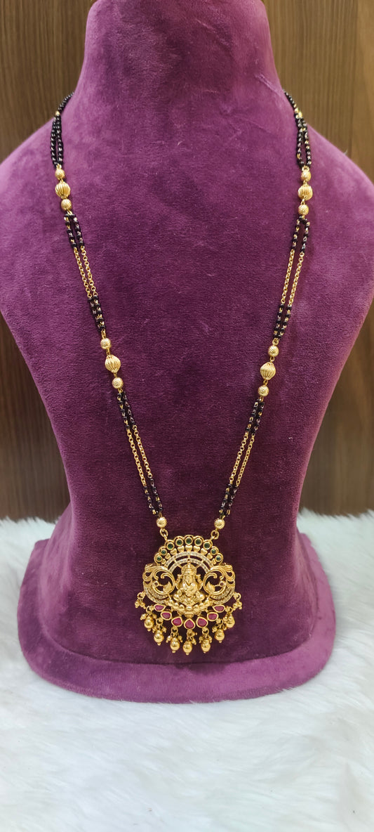 Premium nakshi 28" length 2 line unique black beads