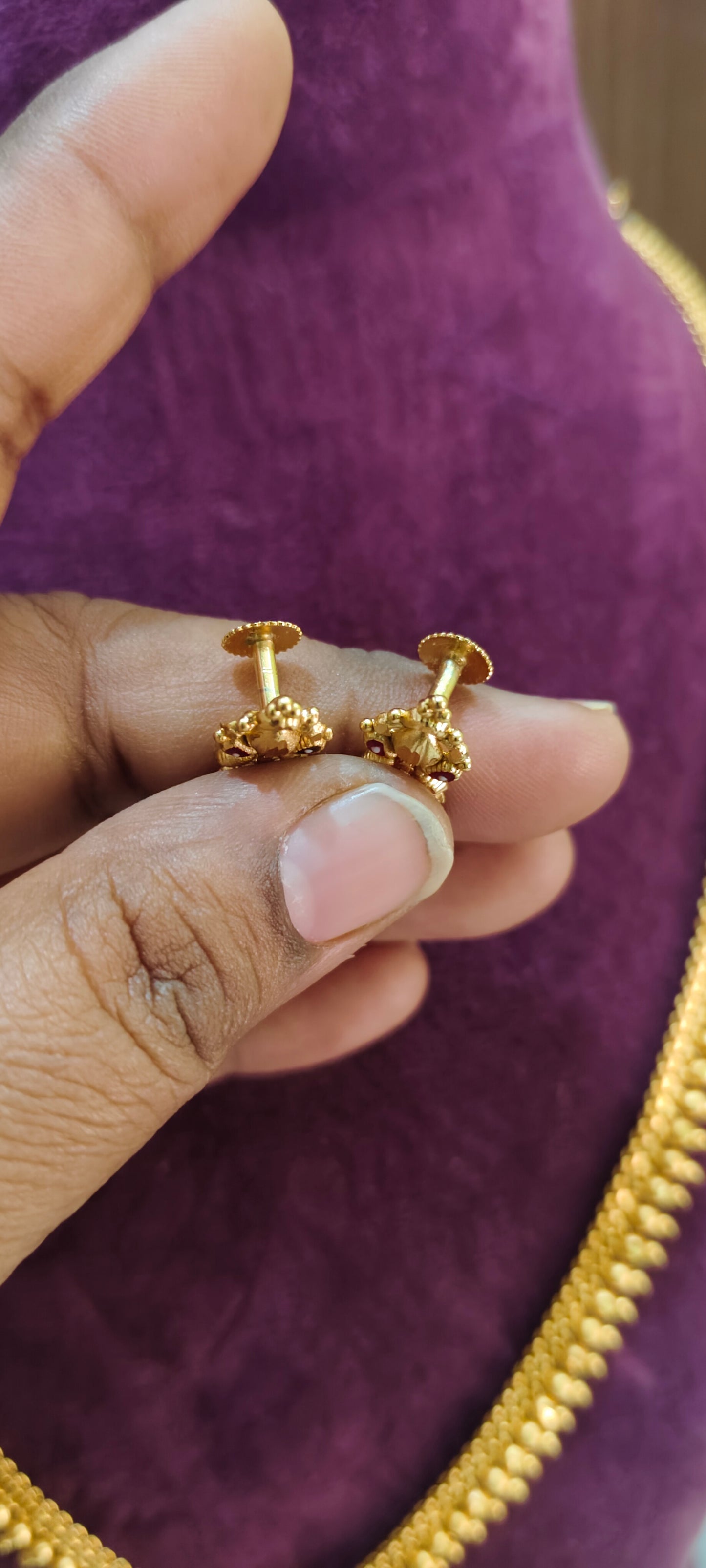 100% gold look 28" length long haram with earrings (earrings slightly design changes)