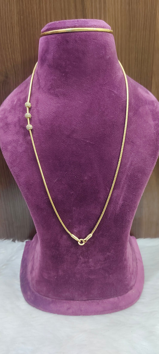 Pure panchaloham unpolished 24 " length side ball thali chain