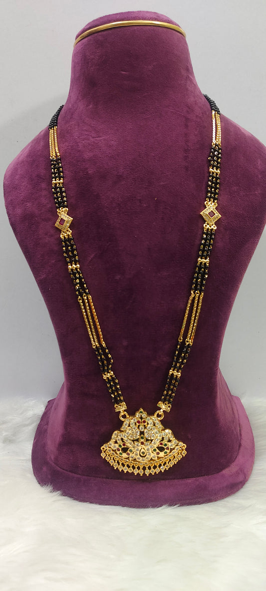 Panchaloham pendant with 3line micro black beads with 30" length (only pendent panchaloham)