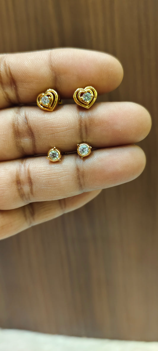 Pure panchaloham 2 pair studs combo