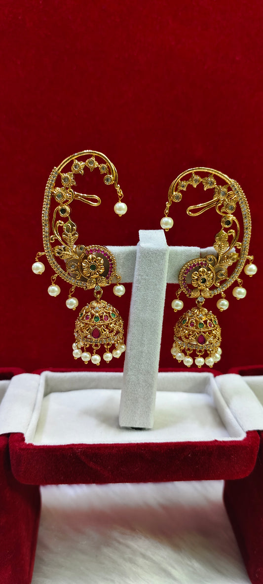 Unique style jumkas with attached earcuffs