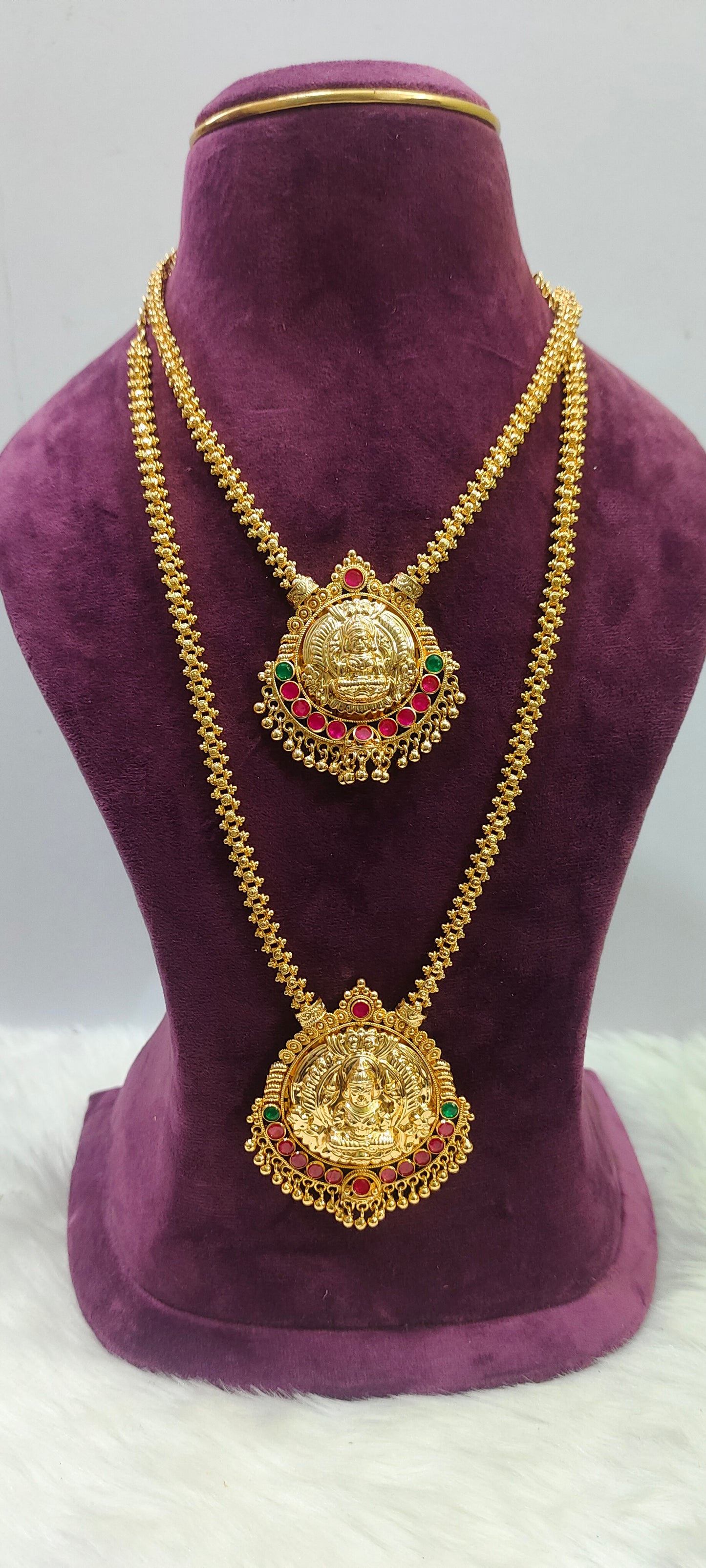 Premium micro gold plated pendent chain 26" length and 20" length pendant chain combo