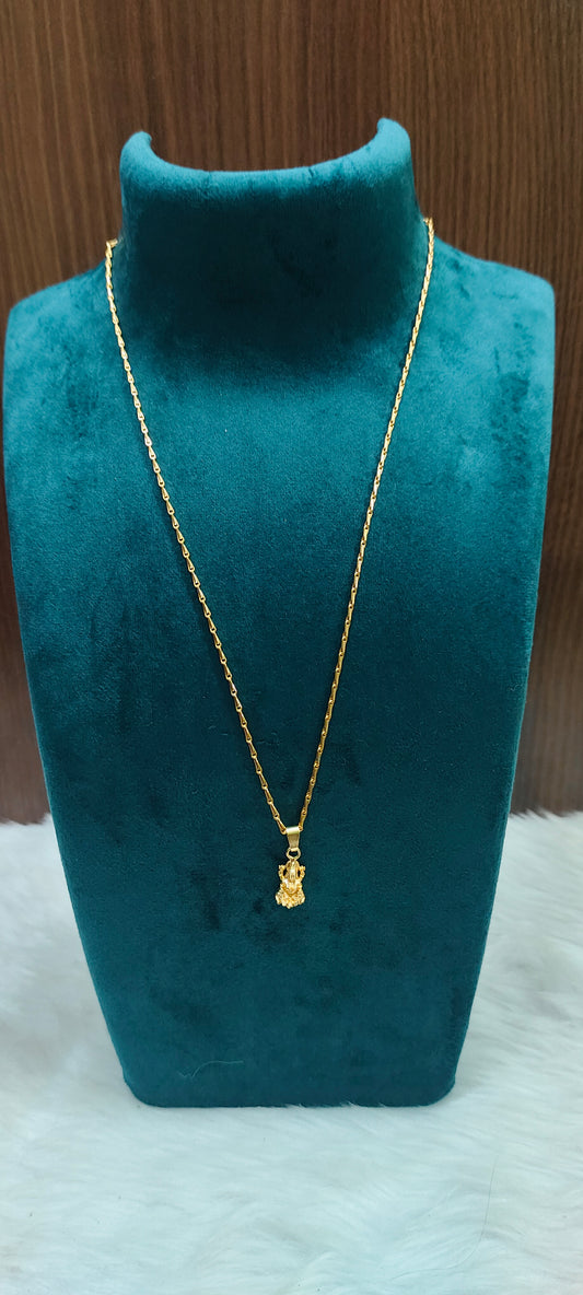 Premium micro gold 18" length Lakshmi Devi pendant chain
