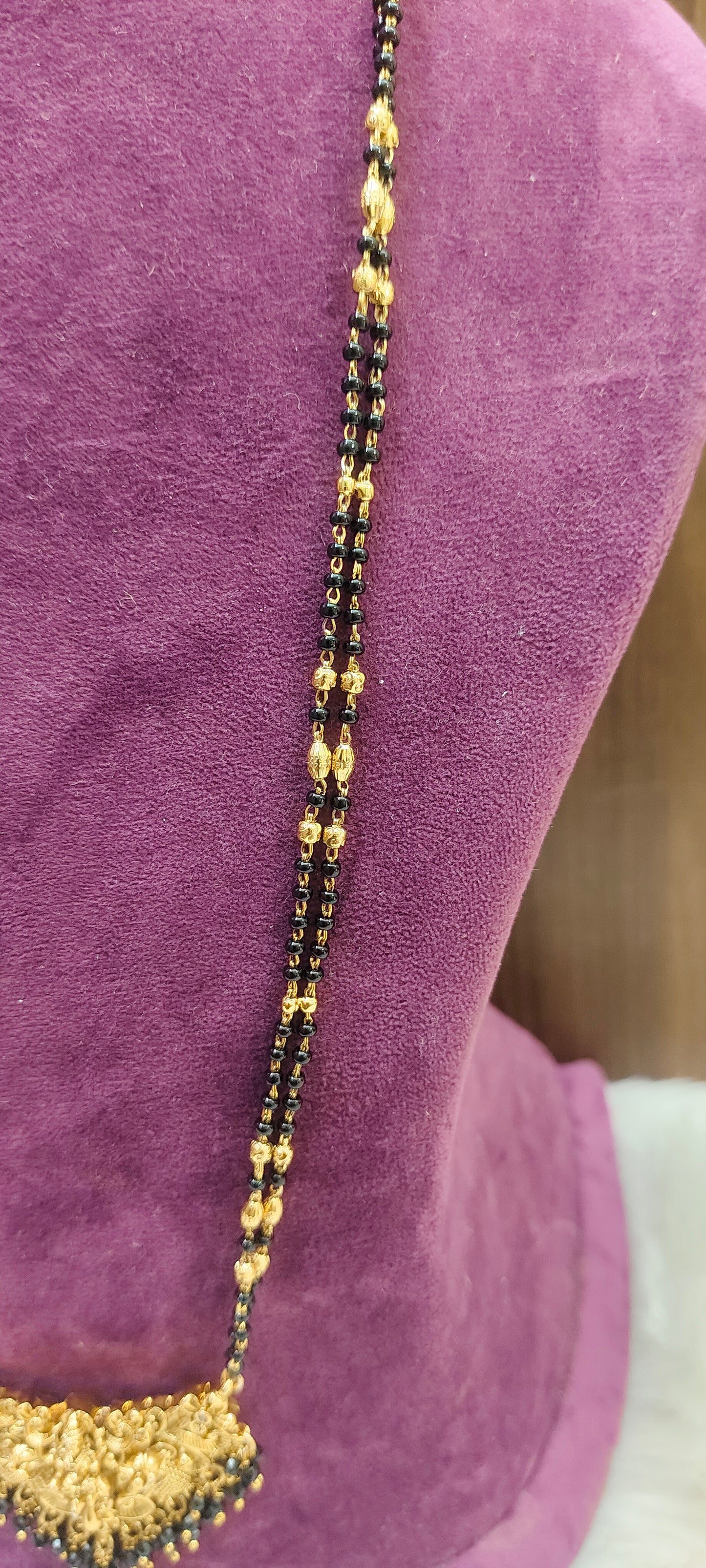 Premium nakshi 28" length 2 line black beads
