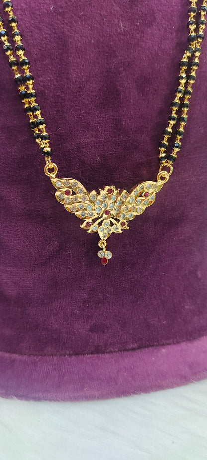 Pure panchaloham pendant with micro black beads with free panchaloham vanki ring