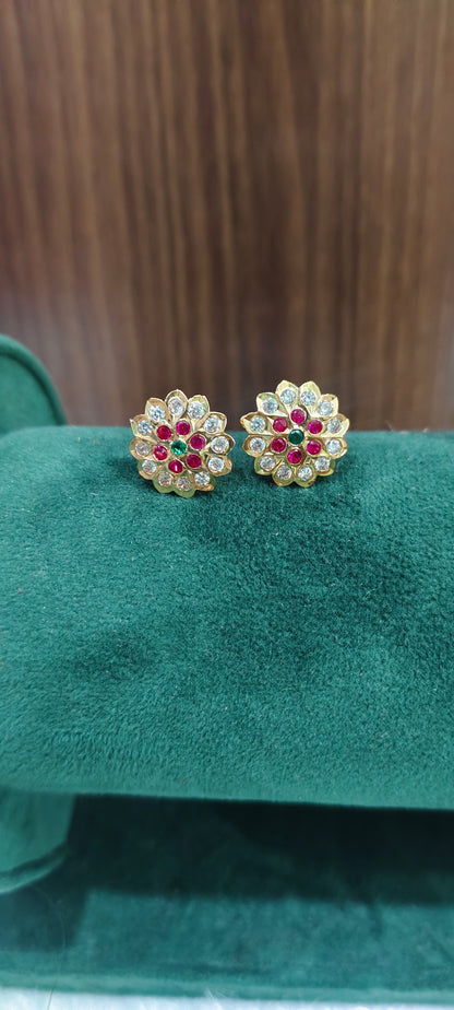 Pure panchaloham vintage look medium size studs (ravvaladuddulu)