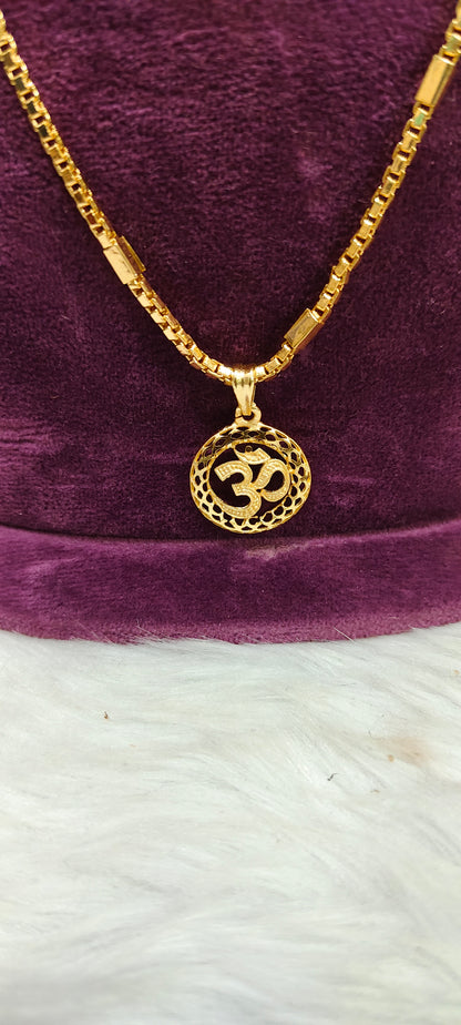 Premium micro gold plated 20" length new trend chain with om pendant