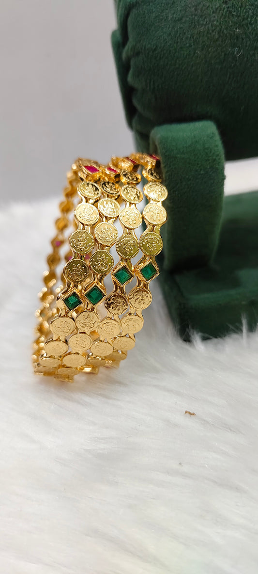 Premium micro gold plated kasu 4 bangles