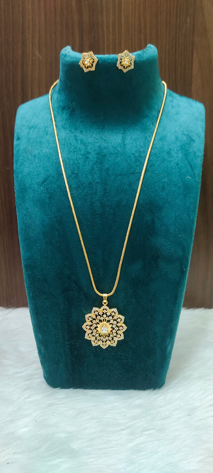Premium micro gold plated daily wear 22" length pendant chain with studs