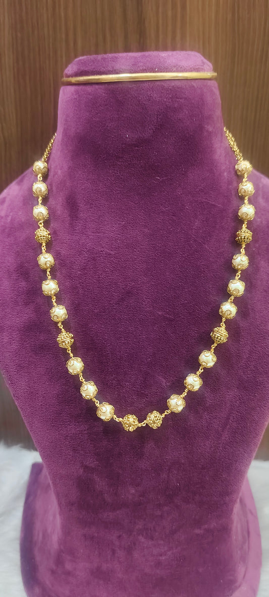 Premium nakshi balaji pendant with Swarovski pearl chain