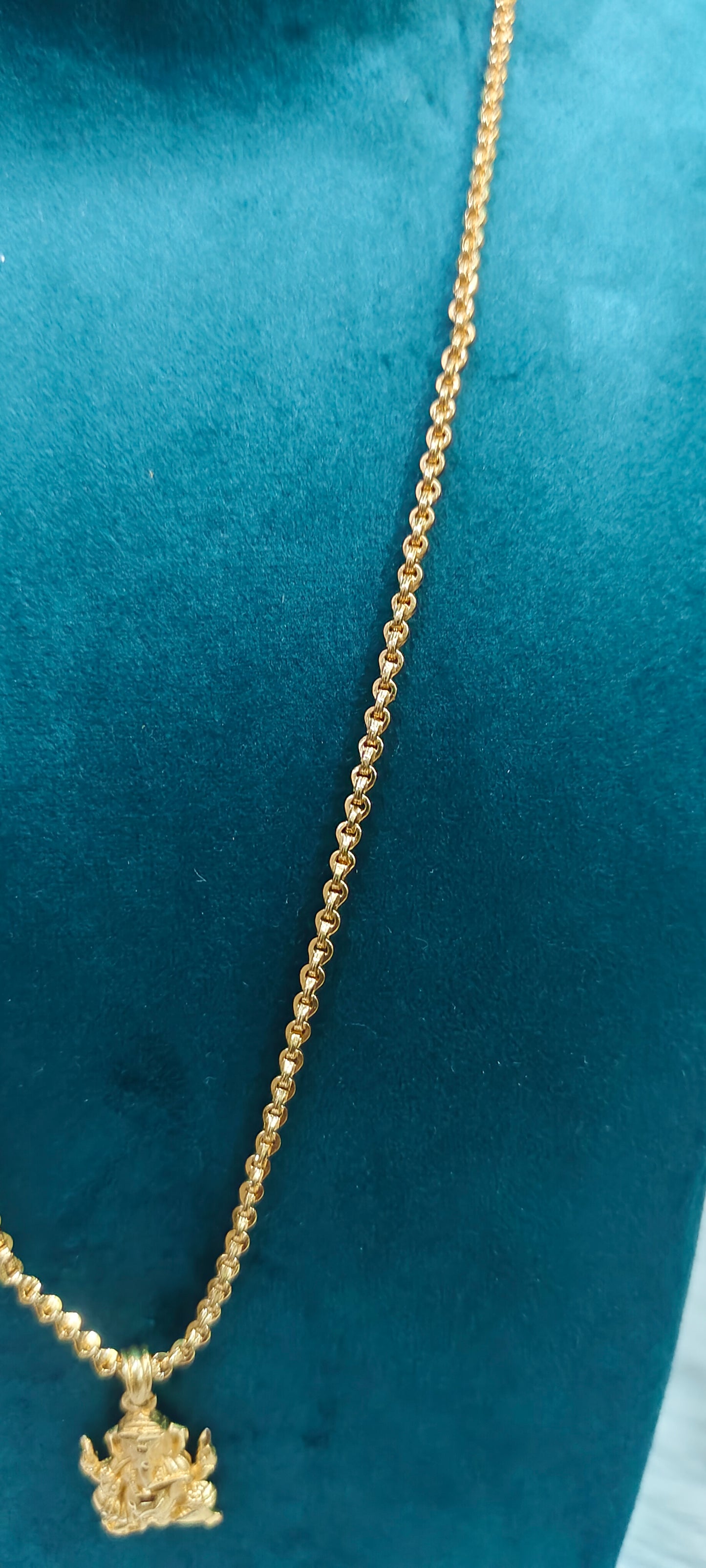 Premium micro gold plated 20" malbar chain with ganesh pendant
