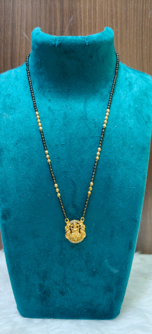Premium nakshi lakshmi Devi pendent black beads