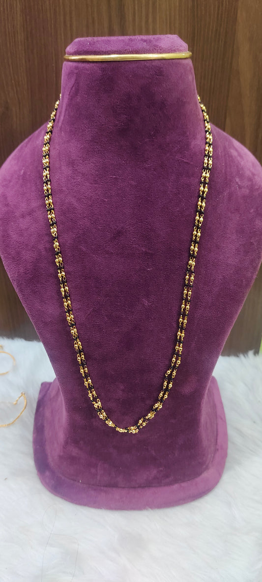 Premium gold look 26" length 2 line black beads