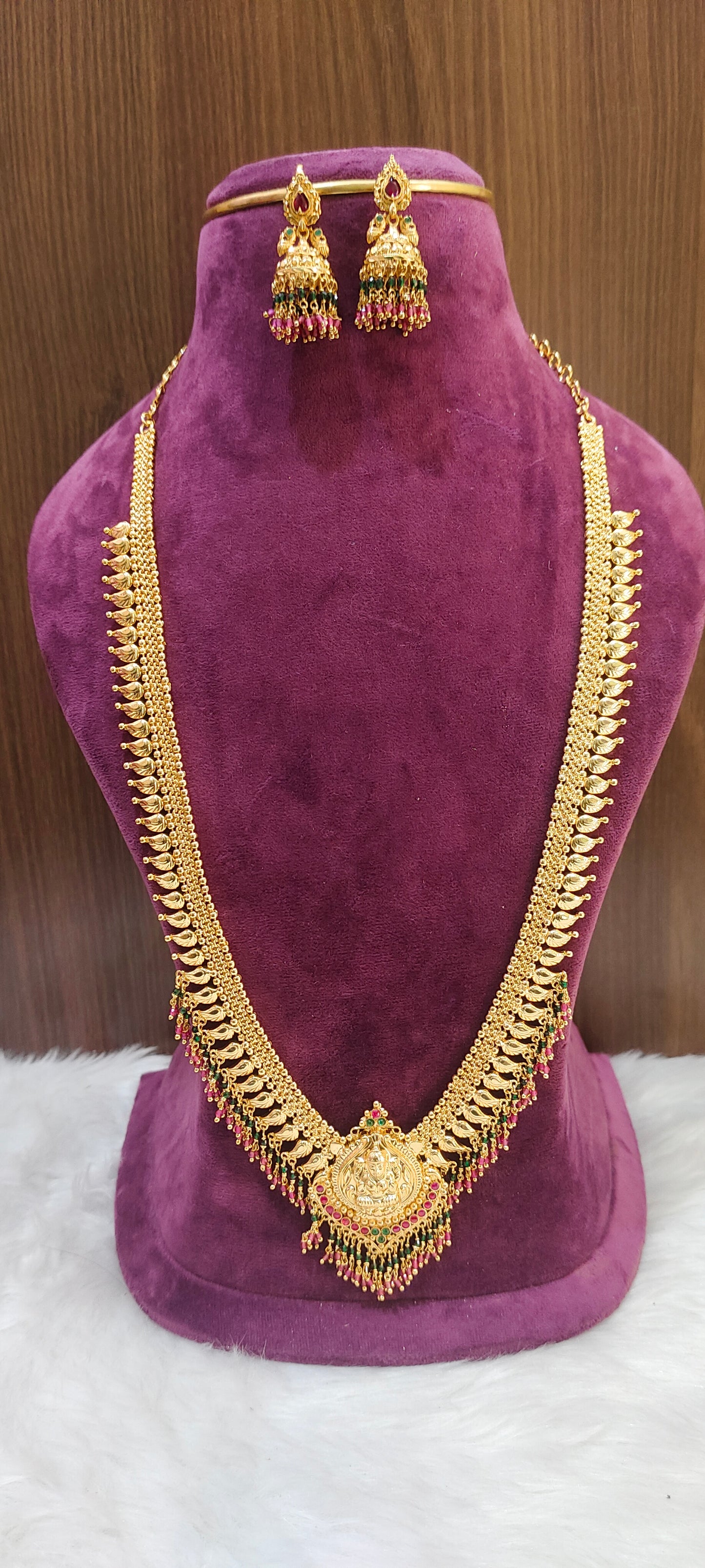 Premium micro gold plated 30" length Long haram with free jumkas
