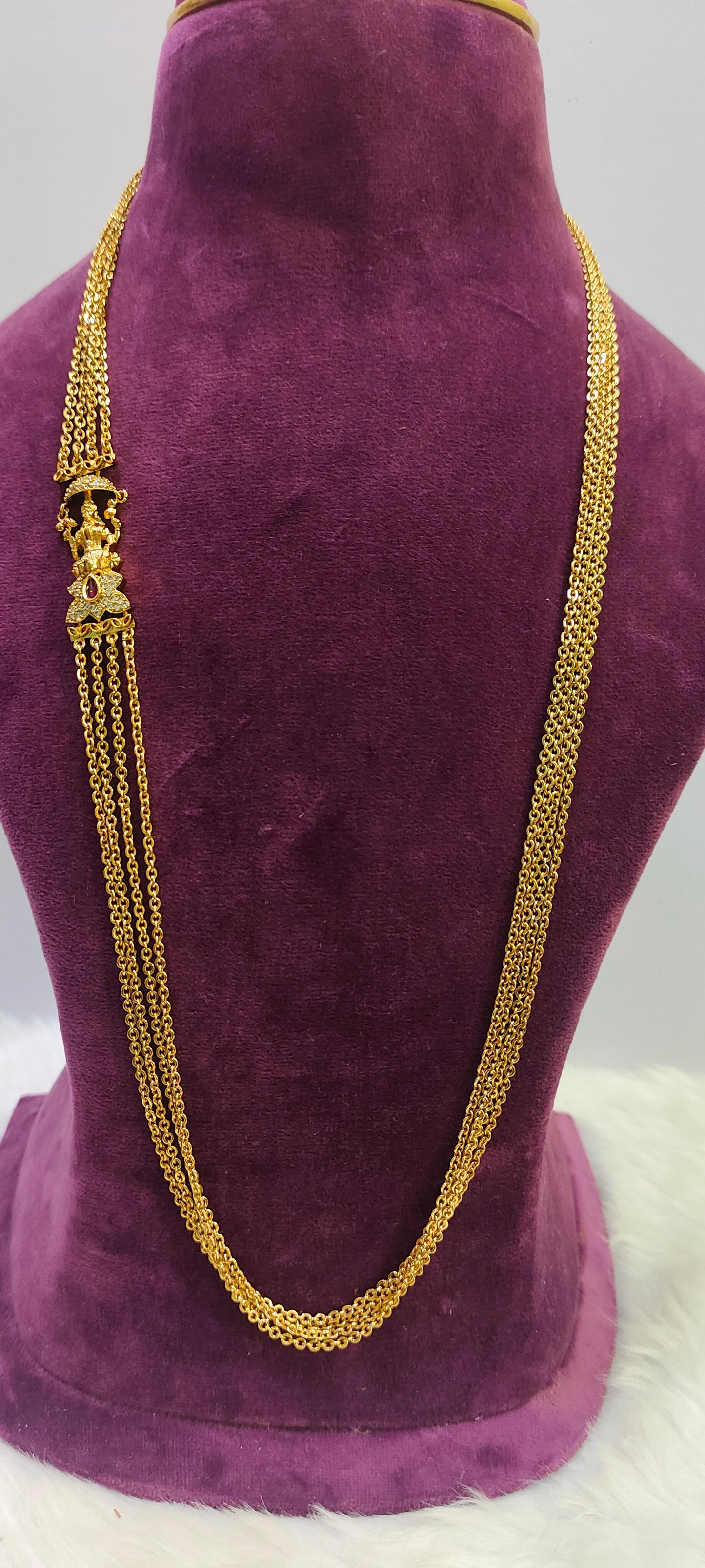 Premium nakshi 30" length 4 line chandraharm