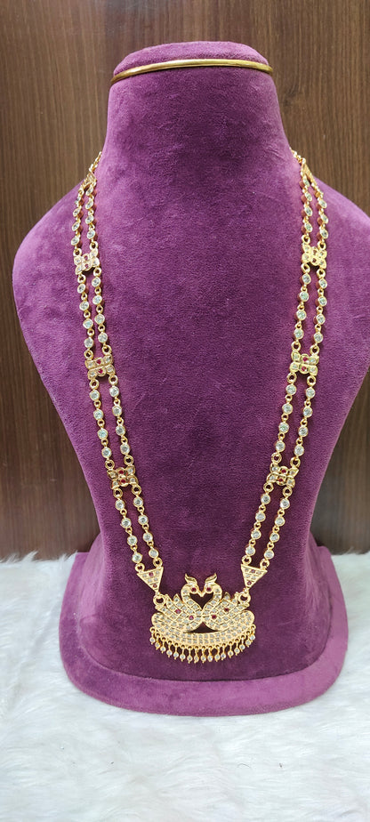 Pure panchaloham grand look double swam pendant long haram