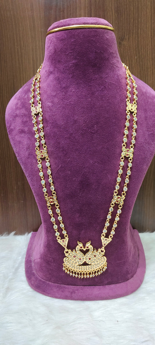 Pure panchaloham grand look double swam pendant long haram