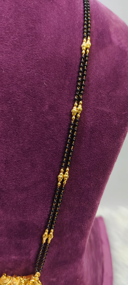 Premium nakshi 28" length 2 line black beads