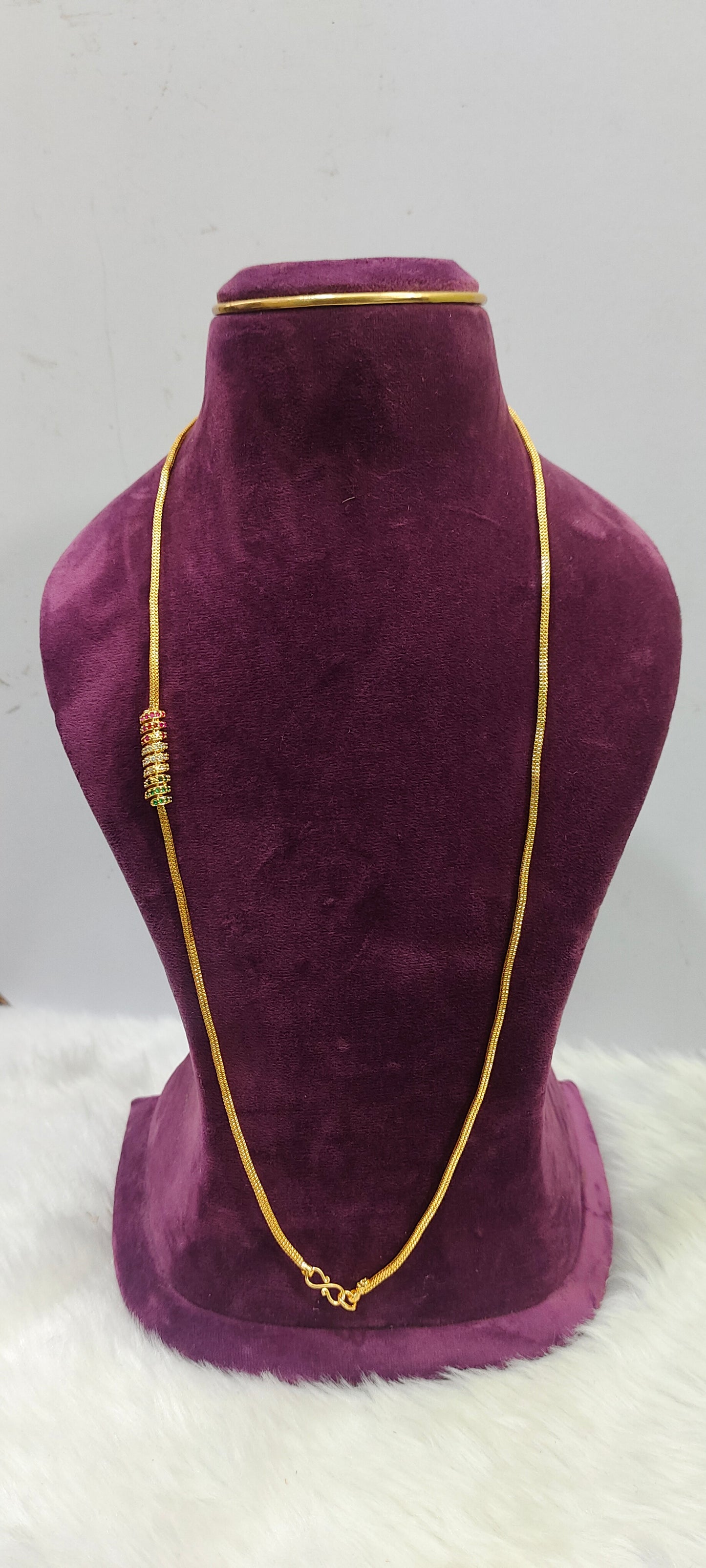 Premium micro gold plated 30"length side pendant Thali chain