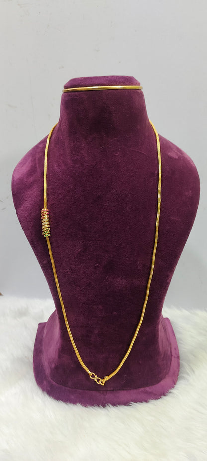 Premium micro gold plated 30"length side pendant Thali chain