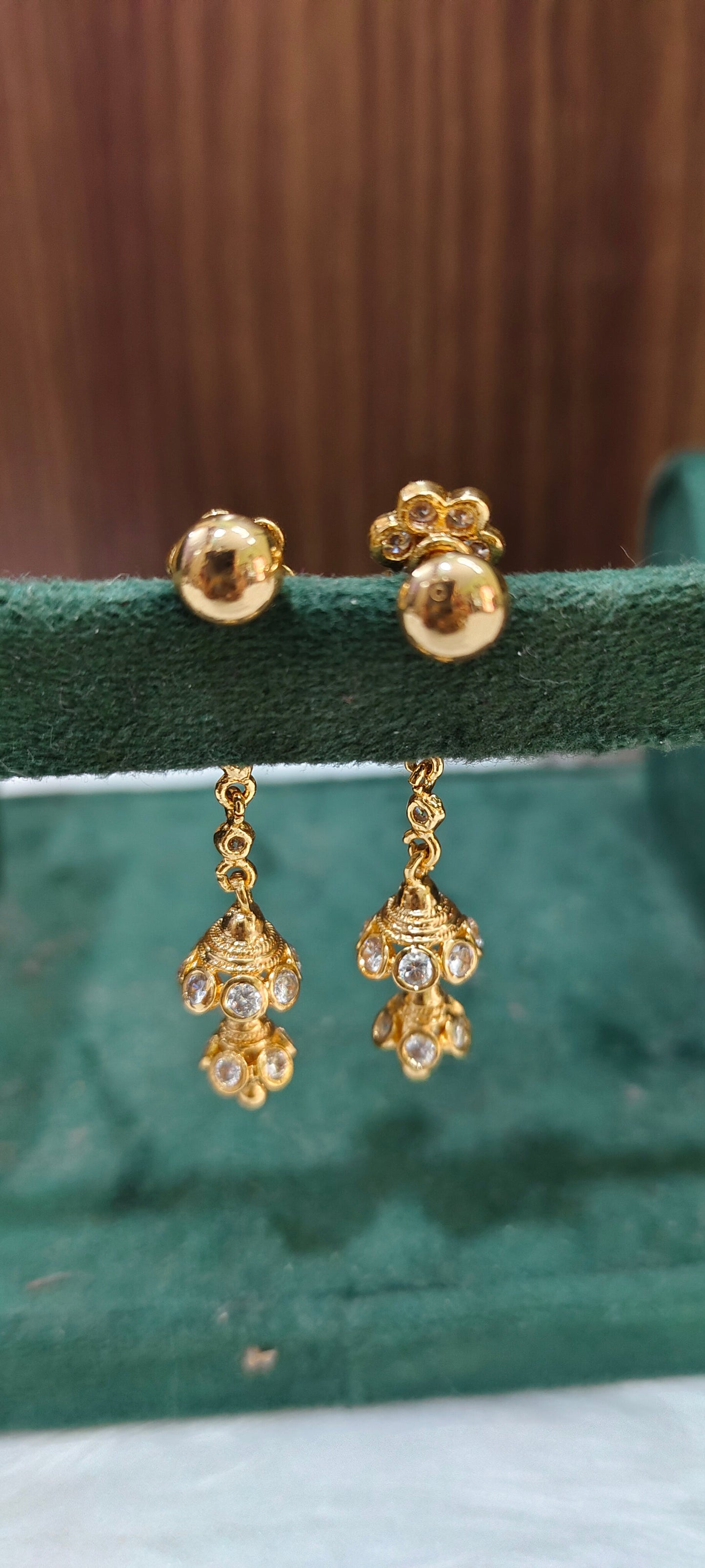 Pure panchaloham gold look string earrings