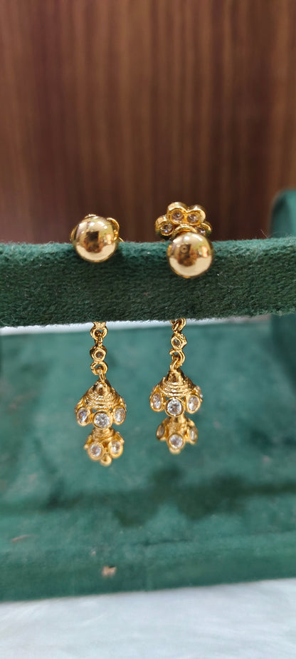 Pure panchaloham gold look string earrings