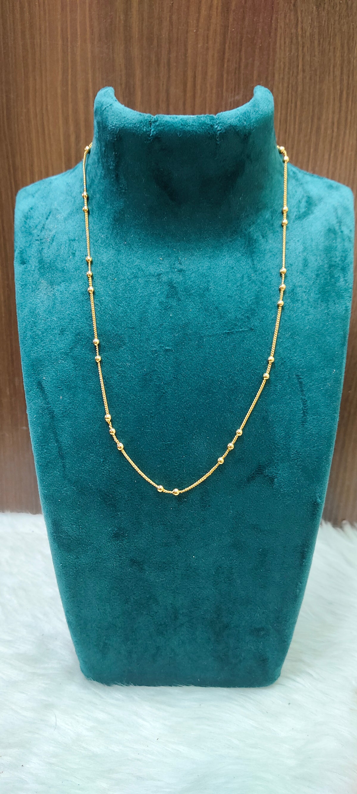 Premium micro gold plated daily wear simple gold look ball chain