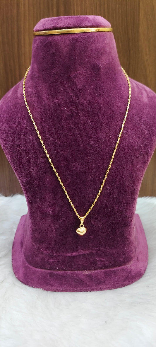 Premium micro gold plated 18" length heart pendant chain