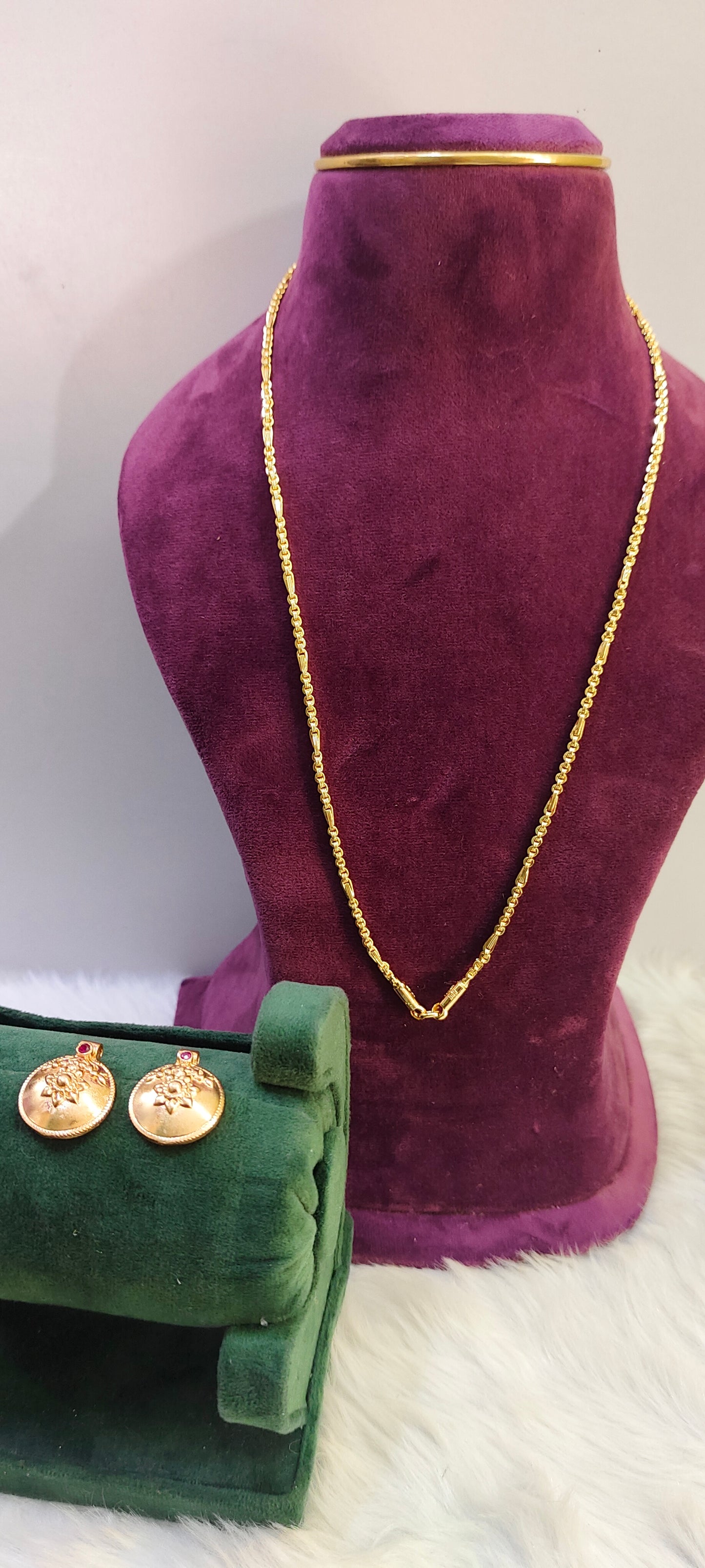 Pure panchaloham polished 24"thali chain with free unpolished mangalsutra