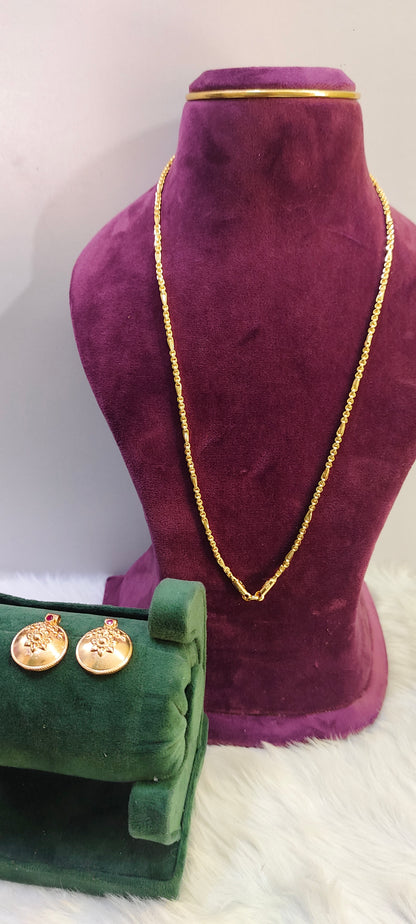 Pure panchaloham polished 24"thali chain with free unpolished mangalsutra
