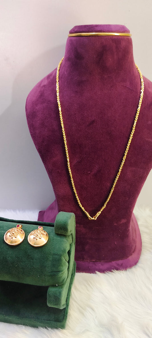Pure panchaloham polished 24"thali chain with free unpolished mangalsutra