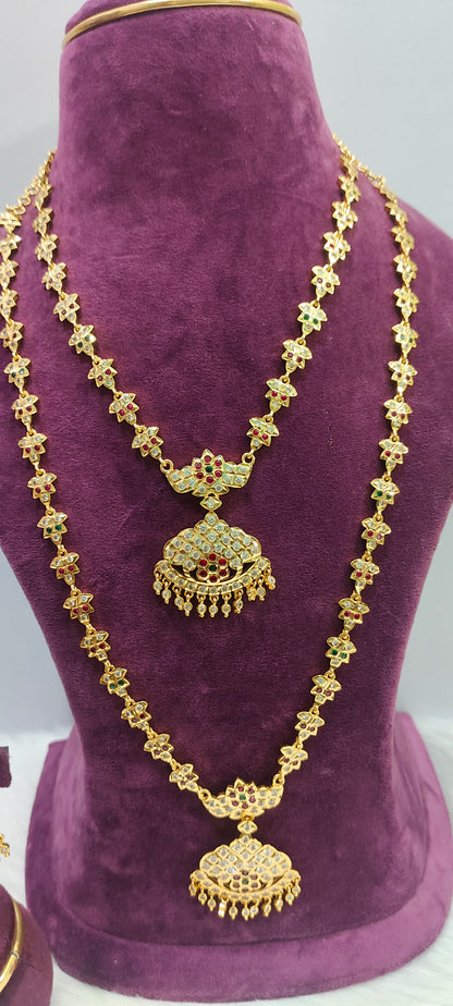 Pure panchaloham necklace and long haram combo set