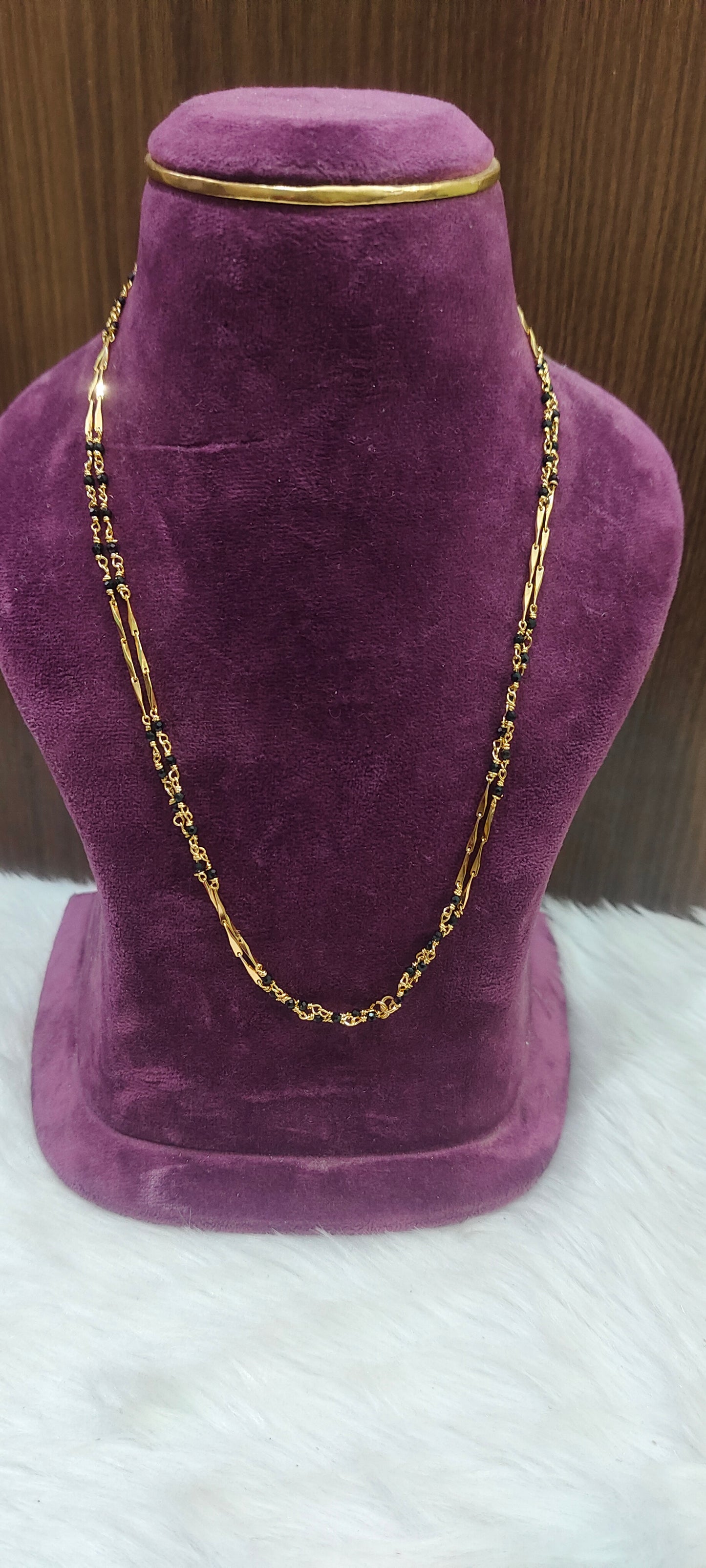 Premium micro gold plated 18" length short black beads