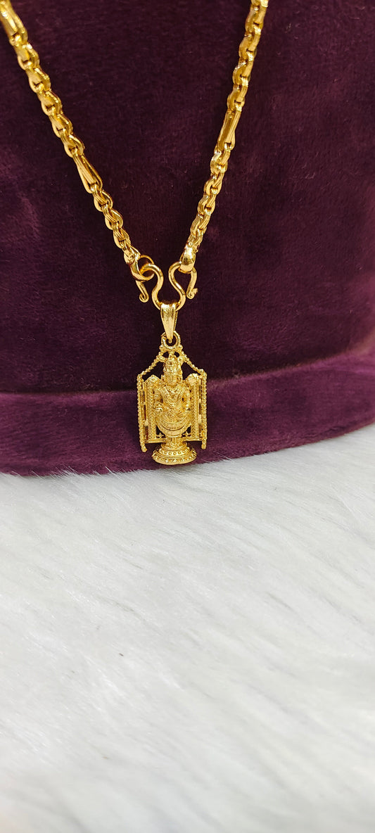 100% Gold look balaji pendant with 20" length 5 plus 1 chain