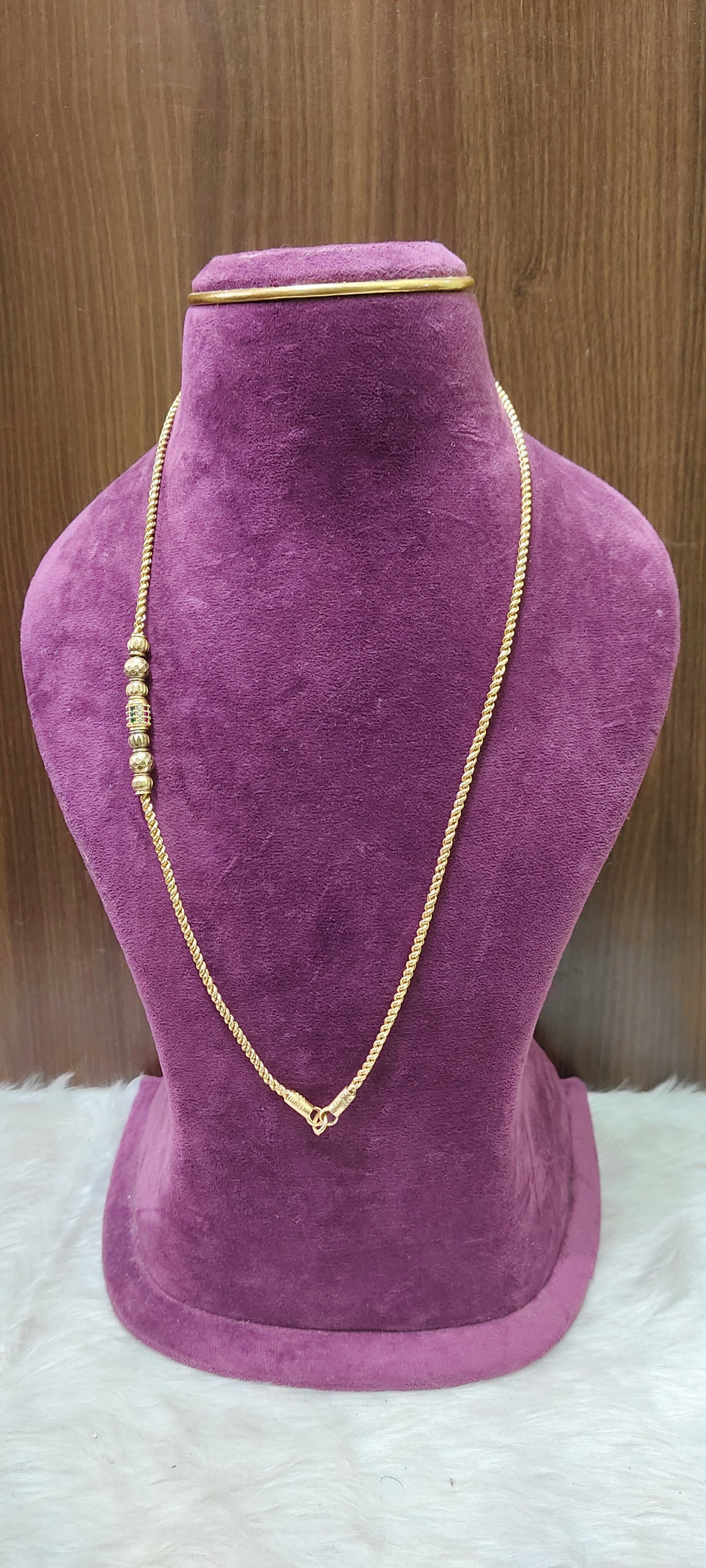 Pure panchaloham unpolished 24" length rope model side ball thali chain
