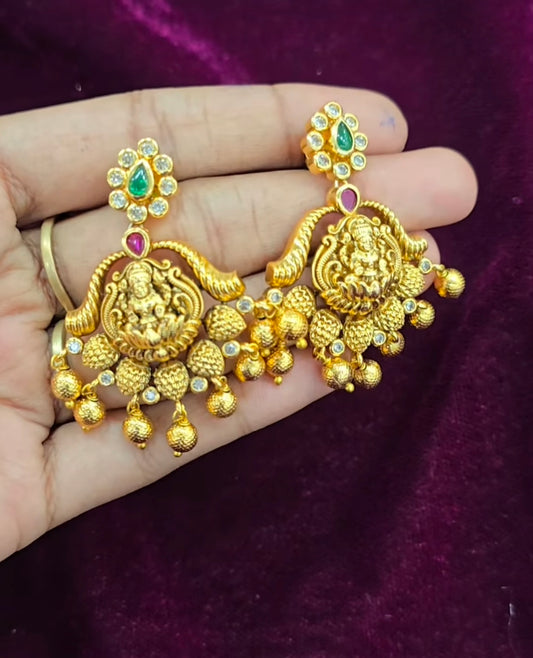 High premium nakshi 3d embossed real gold look necklace set