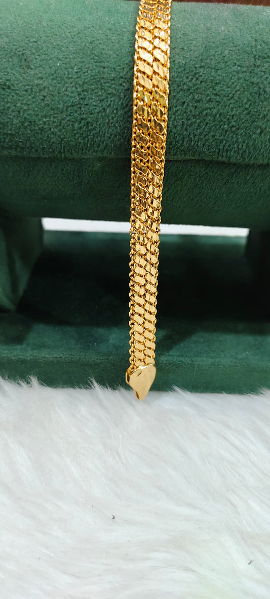 Premium micro gold plated 8" length broad mens bracelet