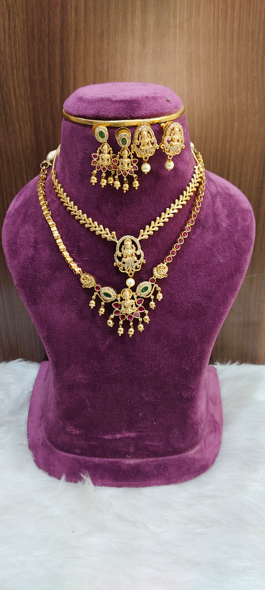 Premium nakshi 2 necklace set combo (back thread provided)