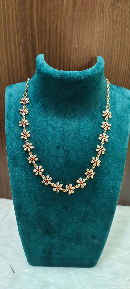 Pure panchaloham daimond look ruby white necklace