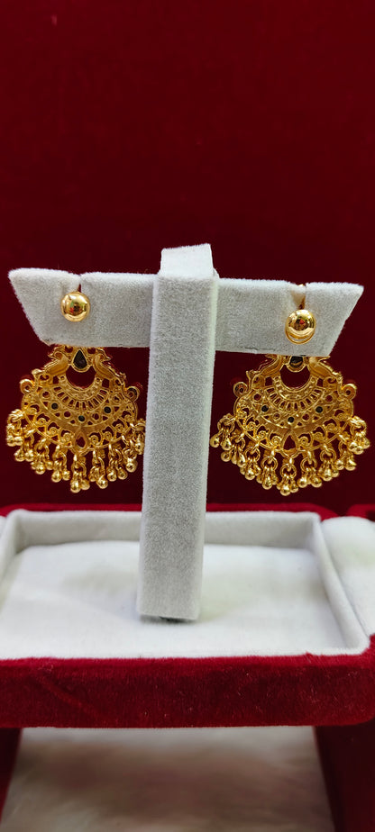 100% gold look chandbali earrings