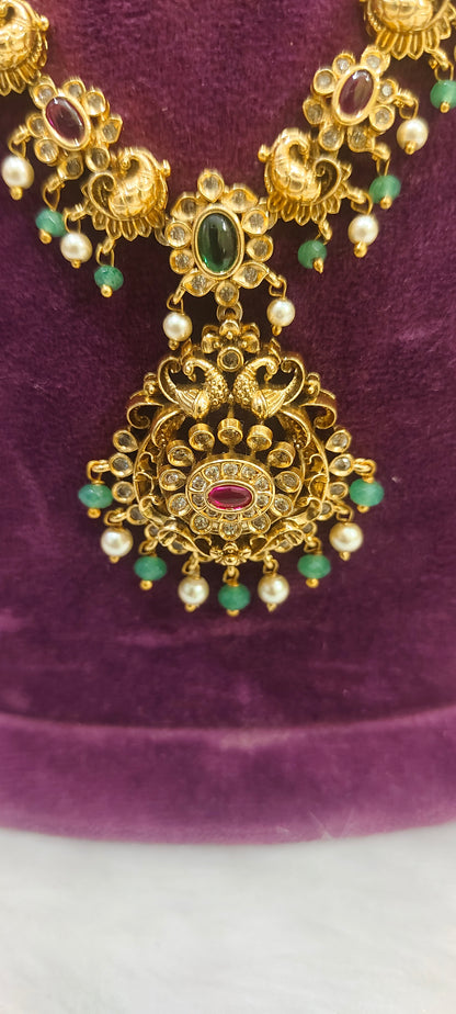High premium nakshi necklace set with 3d embossed