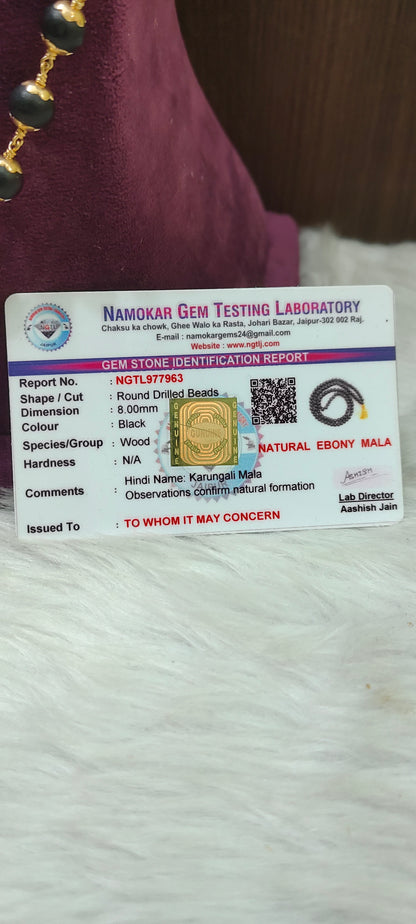 Original 8 mm karungali mala with panchaloham caping