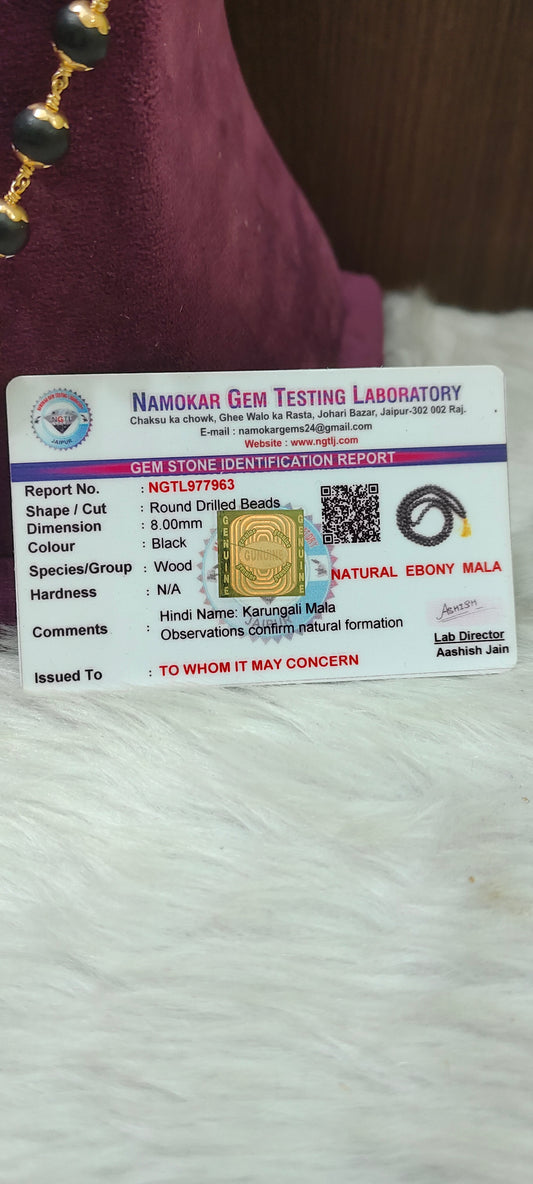 Original 8 mm karungali mala with panchaloham caping