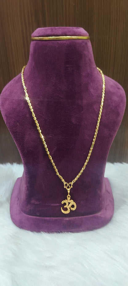Premium micro gold plated daily wear 20" length om pendant chain