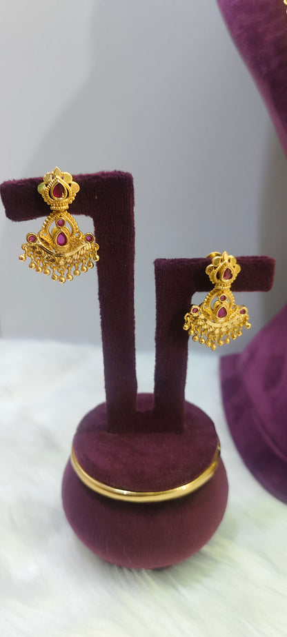 100% gold look  necklace &haram combo set