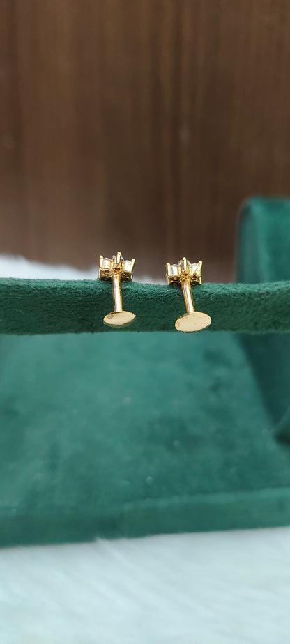 Pure panchaloham daimond look pearl studs