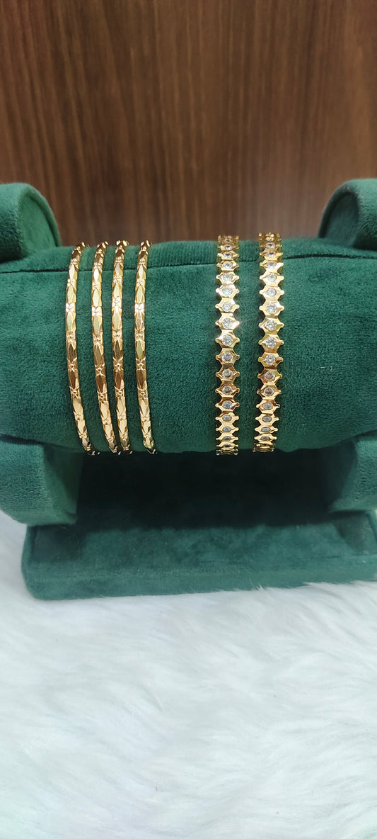 Pure panchaloham polished 2 bangles unpolished 4 bangles combo ( both will come same size)