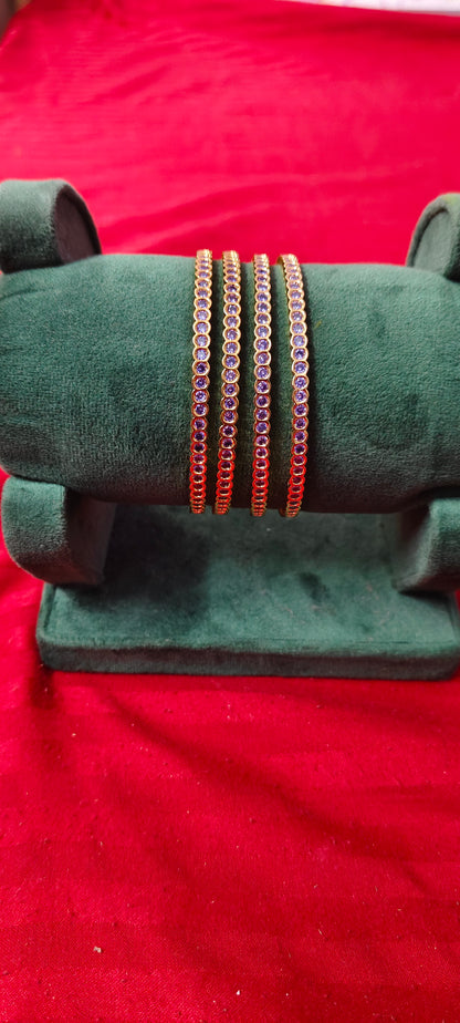 Pure panchaloham 4 bangles violet colour